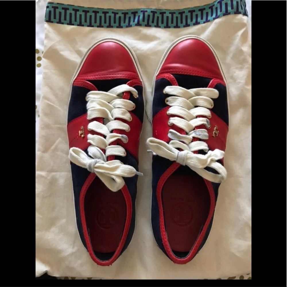 G - Tory Burch Red/Blue Leather Sneakers
